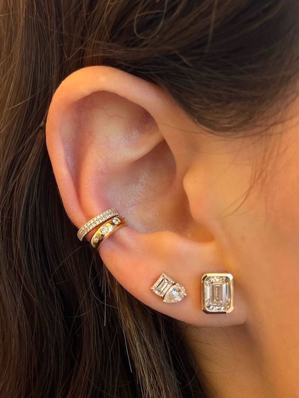 Toi Et Moi - Moissanite & 14K Yellow Gold Filled Earrings